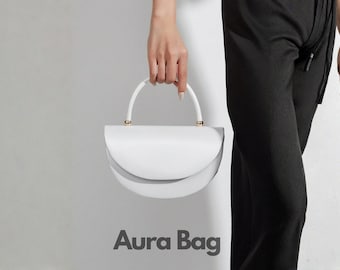 White Mini Top Handle Bags, Elegant Evening Handbag for Women, Luxury Minimal Purse for Wedding, Party & Formal Events, Woman White Bags