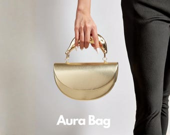 Gold Mini Top Handle Bags, Elegant Metallic Evening Handbag for Women, Luxury Wedding Purse, Formal Party Clutch, Gold Evening Bags