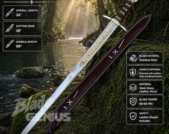 Spada di Merlino Excalibur realizzata a mano, spada dei Cavalieri Templari; spada vichinga del Medioevo, il miglior regalo per il fidanzato, regalo per il papà