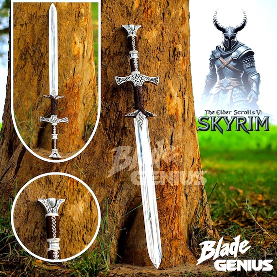 Hand-Forged Skyrim Sword Replica: Elder Scrolls Collectible with Leather Sheath, great sword, gift for him, anniversary present