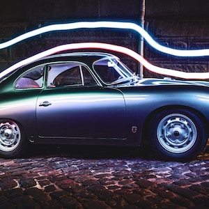 Porsche 356 neon art poster
