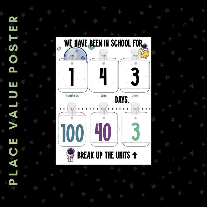 Hundreds Chart Pocket Chart Number Cards 0-100 | Space Math Decor ...