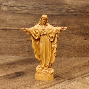 Wood Jesus Christ Statue with Open Arms, Sacred Heart of Jesus Figure, Sacred Heart Statue, Jesus Statue, Catholic Religious Gift Decor