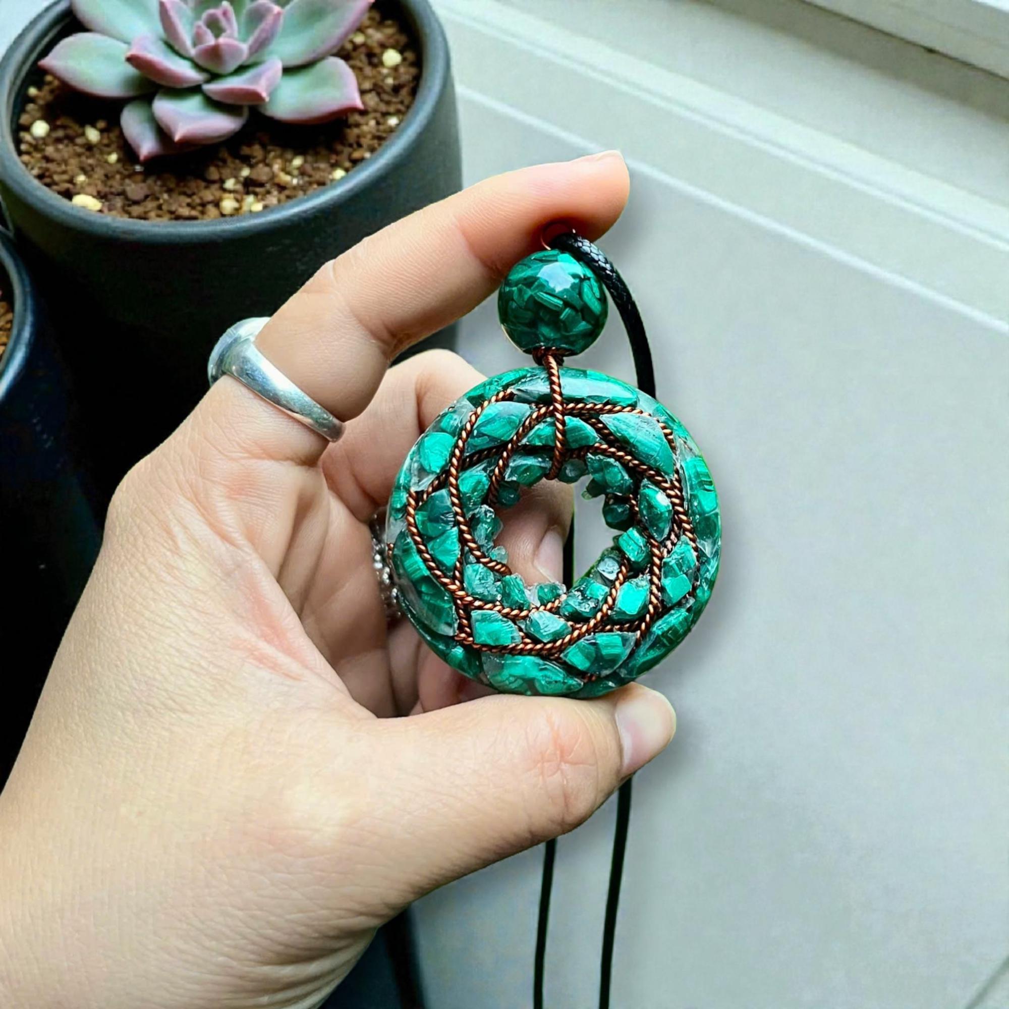Orgonite Pendant Necklace — “tesla 369” Torus, Rodin Coil