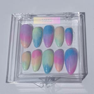 Press on nails/tye dye nails/vibrant nails/gel nails/Lorelei/summer vibes/handmade press on nails/trendy nails