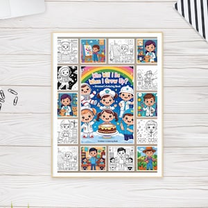 Unique gifts - 10 Professions Coloring Pages for Kids – Printable Bundle PDF | Community Helpers | Homeschool Activity | Instant Download