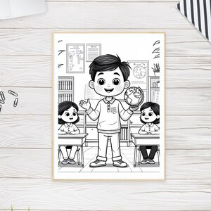 Unique gift | coloring book | Teacher Coloring Page for Kids – Printable PDF | Community Helper | Homeschool Activity | Instant Download