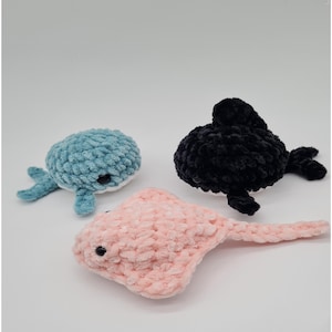 Ocean Buddies – 3 in 1 No-Sew Crochet Pattern – Whale, Shark, Stingray – PDF Download
