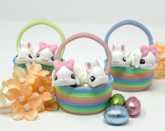 Easter Bunny Pair Gift Set | Candy Free Classroom Gifts | Spring Decor | Easter Basket Stuffers | Party Favors | 3D Printed Gift