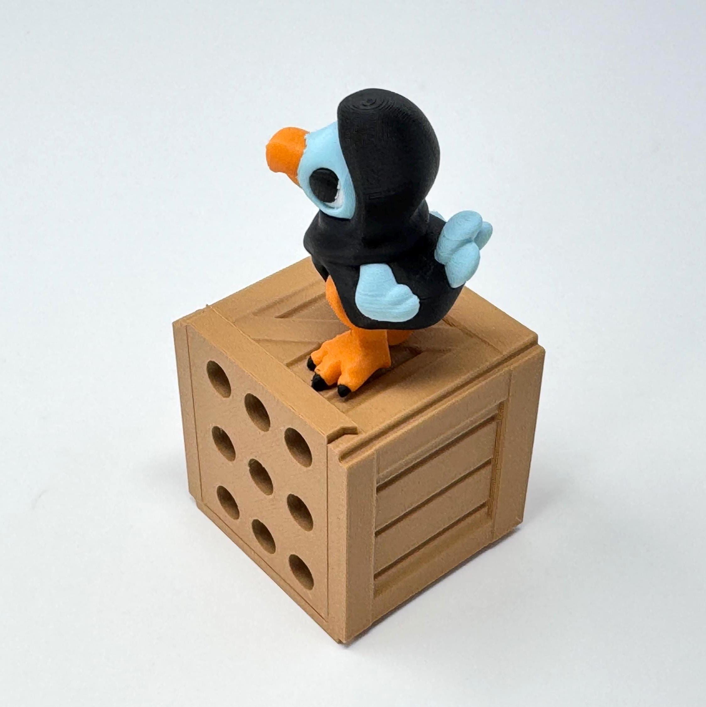 3D Printed Dodo Bird in Wooden Crate: Articulated Extinct Animal