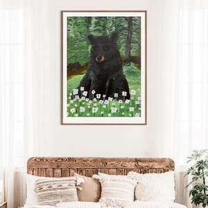 Painting Black Bear Digital Home Decor Printable Bear Art Painting Bear Digital Download Black Bear Art In The Woods For Home Decor or Gift