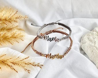 Mama macrame bracelet – gold/silver plated – handmade adjustable gift for mama, Birthday Gift, Mother's Day Gift, Christmas Bracelet Mama