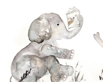 Digital Elephant Art, Printable Nursery art, Elephant Nursery Art, Instant Download, Watercolor Elephants, Elephant Nursery Décor