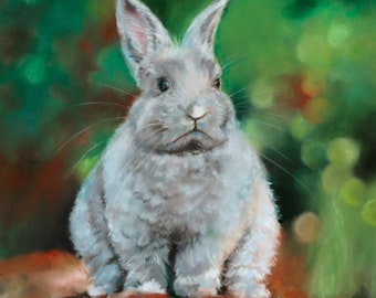 Cute Bunny Print, Pastel Rabbit Painting Print, bunny nursery art,  Pastel Animal Art, Spring Décor, Spring Wall Art