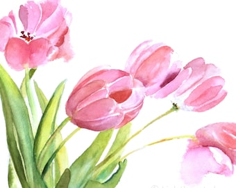 watercolor flowers, watercolor tulip print, Easter Gift, Tulip Painting, Bedroom Wall Art, Bedroom print, Spring Wall Art, Bedroom décor