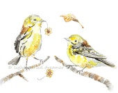 Yellow Bird Print, Autumn Decor, Yellow Bird Painting, Autumn Bird Print,  Nursery Decor, Yellow Nursery Art