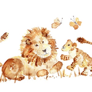 Watercolor Animal Print, Lion Nursery Print, Jungle Nursery Decor, Baby Boy Nursery, Safari Nursery Art, Baby Nursery Wall Art