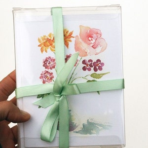 boxed notecards, flower note card set, art notecards, Flower stationery, easter gift, gift for teacher, watercolor notecards image 1