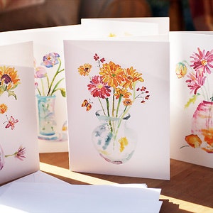 boxed notecards, flower note card set, art notecards, Flower stationery, easter gift, gift for teacher, watercolor notecards image 2