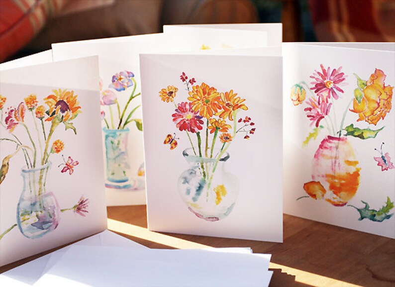 boxed notecards, flower note card set, art notecards, Flower stationery, easter gift, gift for teacher, watercolor notecards image 2