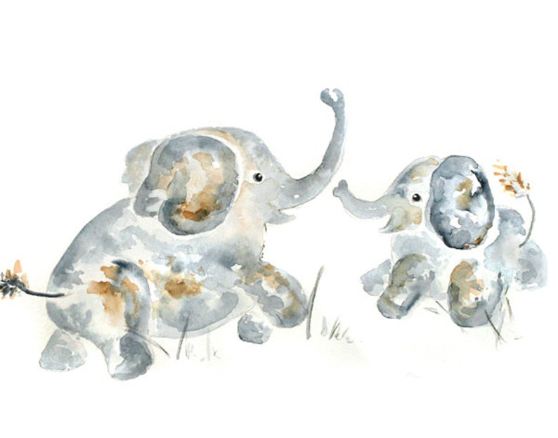 Elephant Nursery Print Large Nursery Print Baby Boy Nursery Etsy