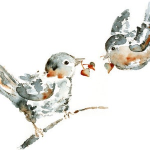 Custom Greeting Card, Frameable Art Card, Anniversary Card, Love Birds Art, Watercolor Bird Print, Anniversary card for Boyfriend, Husband