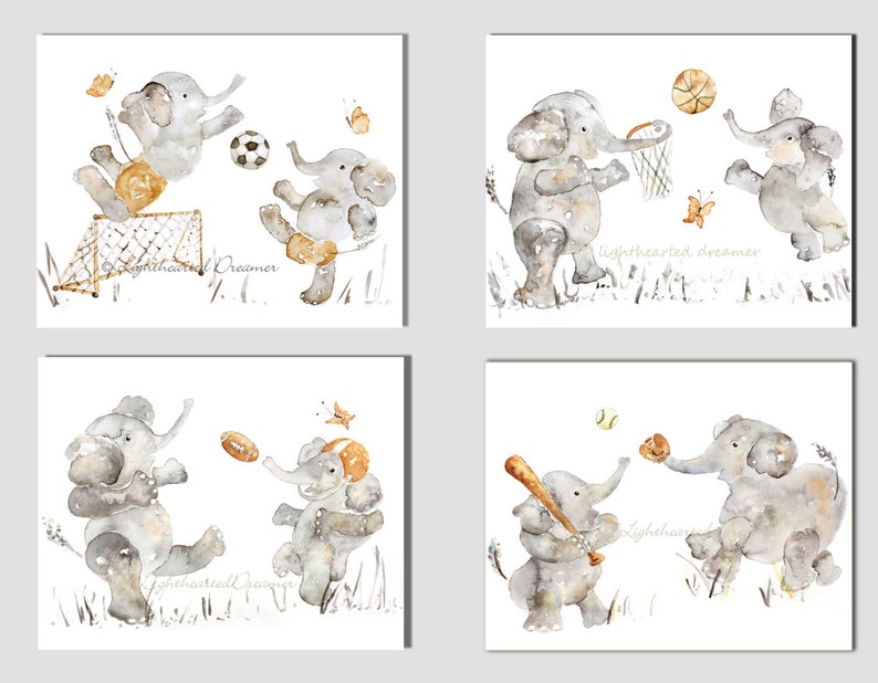 Elephant Nursery Print, Baby Boy Nursery, Toddler Bedroom Elephant, Baseball Print, Baby Boy Nursery, Baseball Nursery, Sports Nursery image 5