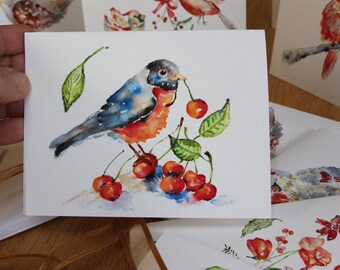 Boxed Holiday Cards, Christmas Cards, Cute Holiday Notecards, Gift for Grandma, Bird Cards, Set of 10 Watercolor cards