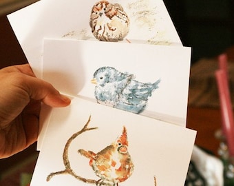 10 Custom Greeting Cards, Personalized gift, Bird Thank You Cards, Holiday cards, Winter Greeting Cards, Gift Grandmother, Bird stationery