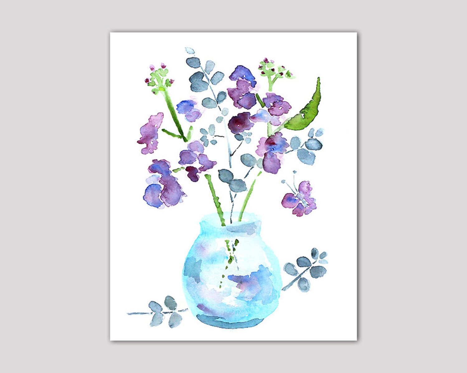 Watercolor Flower Bathroom Art Bathroom Wall Decor Etsy