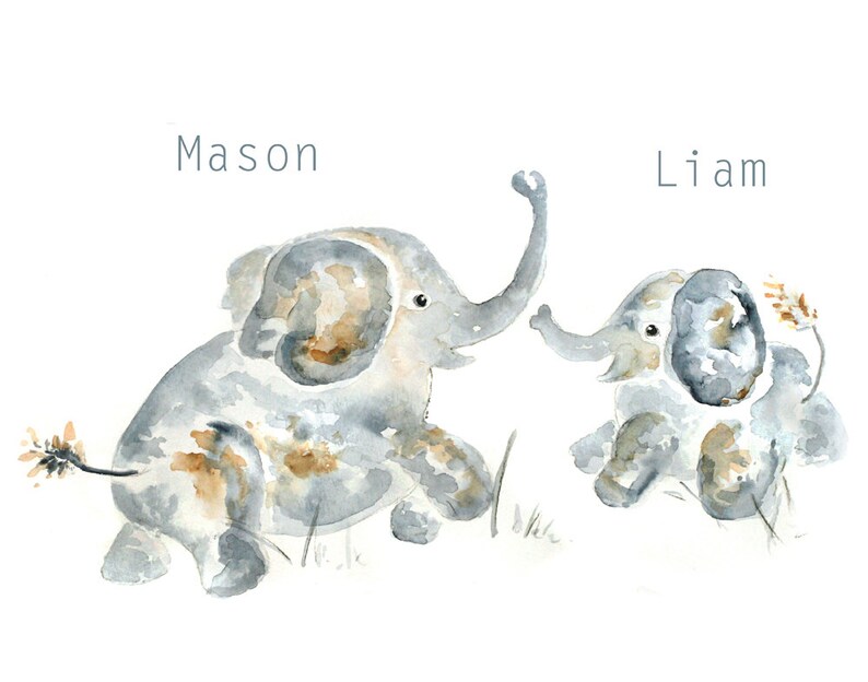 Elephant Nursery Print Large Nursery Print Baby Boy Nursery Etsy