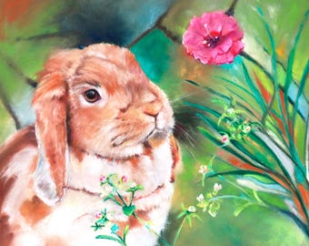 Cute Rabbit Art, Pastel Rabbit Print, Bunny Wall Art, Spring Décor, Spring Wall Art, bunny nursery art