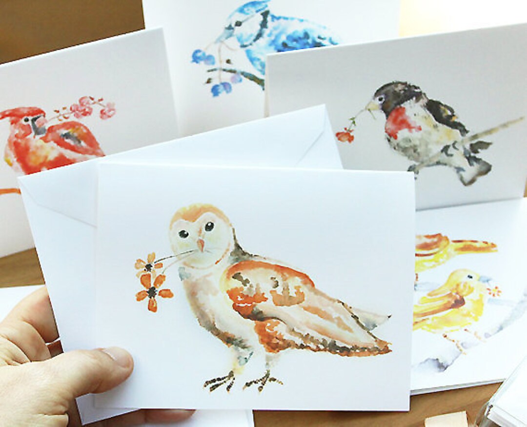 Bird Note Cards Boxed Note Card Set Gift for Mom Spring Etsy