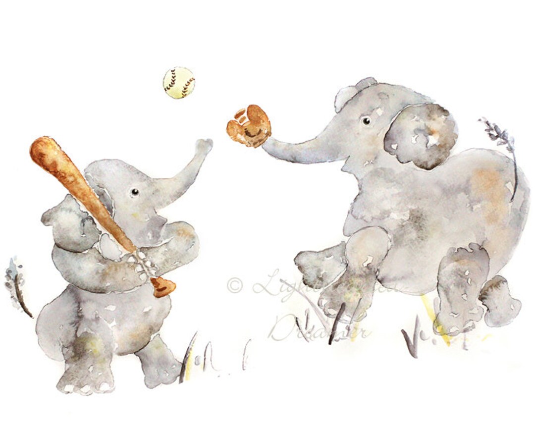 Elephant Nursery Print, Baby Boy Nursery, Toddler Bedroom Elephant