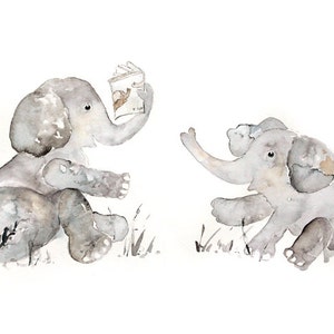 Baby Boy Decor, Elephant Nursery Art, Elephant Print, Gift for baby, Baby Shower Gift, Reading Print, Elephant Wall art, Playroom Art