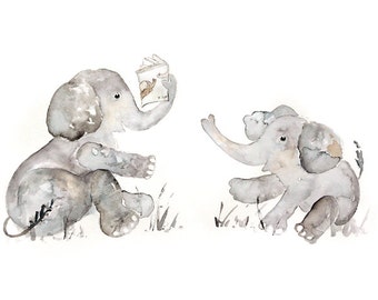 Baby Boy Decor, Elephant Nursery Art, Elephant Print, Gift for baby, Baby Shower Gift, Reading Print, Elephant Wall art, Playroom Art