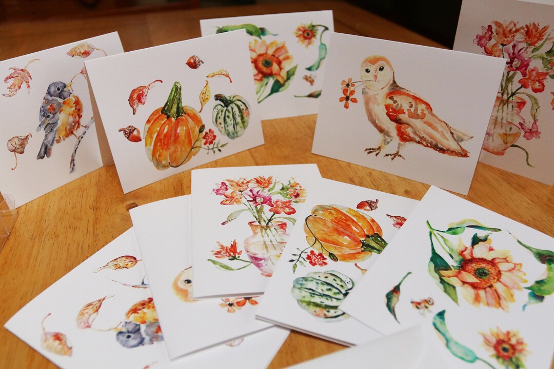 Boxed Notecards, Watercolor Cards, Autumn Card Set, Note Card Set of 10 ...