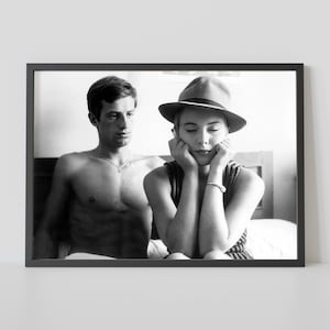 Jean-Paul Belmondo & Jean Seberg – “Breathless” Digital Poster – High Quality Vintage Black and White Photography Poster