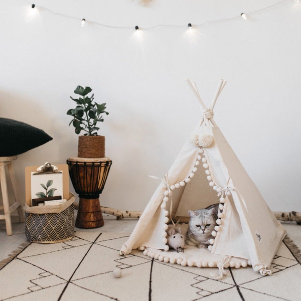 Tenda per gatti, teepee per cani, tenda per animali domestici, tenda per cani e gatti, casetta minuscola per gatti, cuccia per cani di piccola taglia, regalo per animali domestici, mobili per gatti, mobili moderni per animali domestici, mini-campeggio