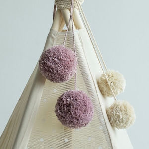 Pink, Fuchsia, Lilac & Yellow Pom-Pom Balls for Teepee or Kids Room Décor