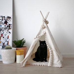 Tienda para gatos, tipi para gatos, muebles para mascotas, cama para gatos, tipi chat, muebles para gatos boho, tienda para mascotas, escondite para gatos, cama para gatos boho, casa para gatos, casa para mascotas imagen 1