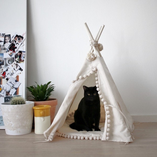 Cat Tent, Cat Teepee, Pet Furniture, Cat Bed, Tipi Chat, Boho Cat Furniture, Pet Tent, Cat Hideaway, Bohemian Cat Bed, Cat House, Pet House