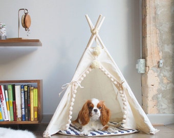 Dog Bed, Dog Teepee, Cat Teepee, Pet Teepee, Tipi Tent Dog, Small Teepee, Small Dog Bed, Native American Dog Tent, Pet Bedding, Indoor Tent