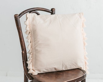 Decorative Cushions with Tassels - Kids Pillows for Nursery Decor - Teepee Cushion - Square Cushion Covers with Inner Pillow