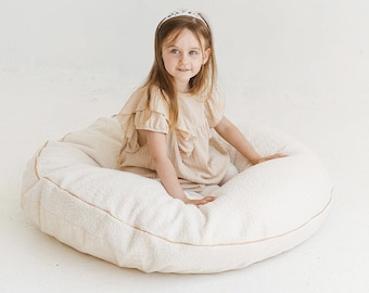 Kids Floor Pouf from Boucle Fabric - Large Floor Cushion
