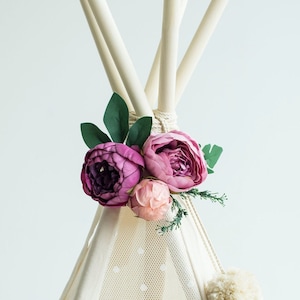 Boho Style Flower Garland - Floral Teepee Decoration with Fake Peonies