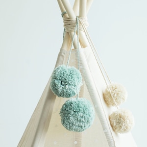 Light Mint Pom-Pom Balls for Teepee or Kids Room Décor