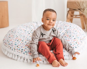 Riesiges Kinder Bodenkissen für Kinderzimmer - Großes Kissen für Tipi - Rundes Sitzkissen - Aus 100% Baumwolle - Weich & Bequem!