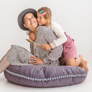 Floor Pillow Kids, Round Floor Pillow, Floor Cushion Seating, Large Pom Pom Pillow, Play Floor Pillow,Reading Nook Cushion,Floor Tent Pillow