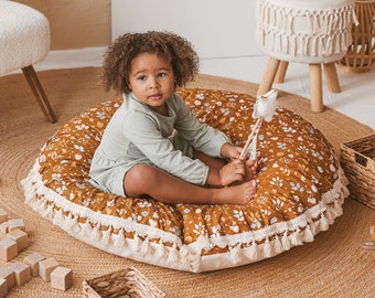 Cojín de piso, Decoración de la habitación para niños, Almohada de piso para niños, Almohada con borlas para asientos, Decoración de sala de juegos, Almohada de lectura para niños, Decoración de guardería, Acolchado